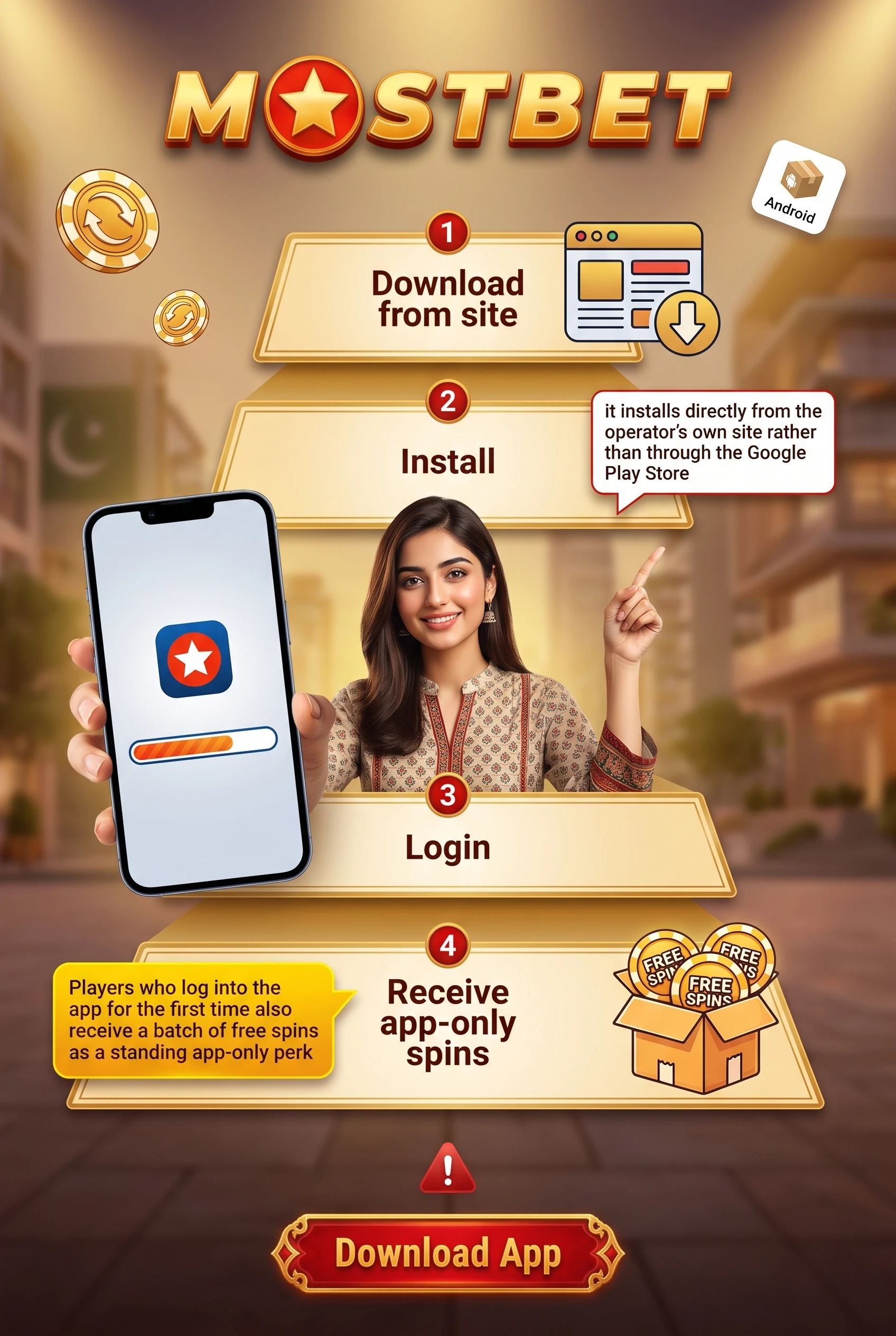 Mostbet mobile app running on an Android phone
