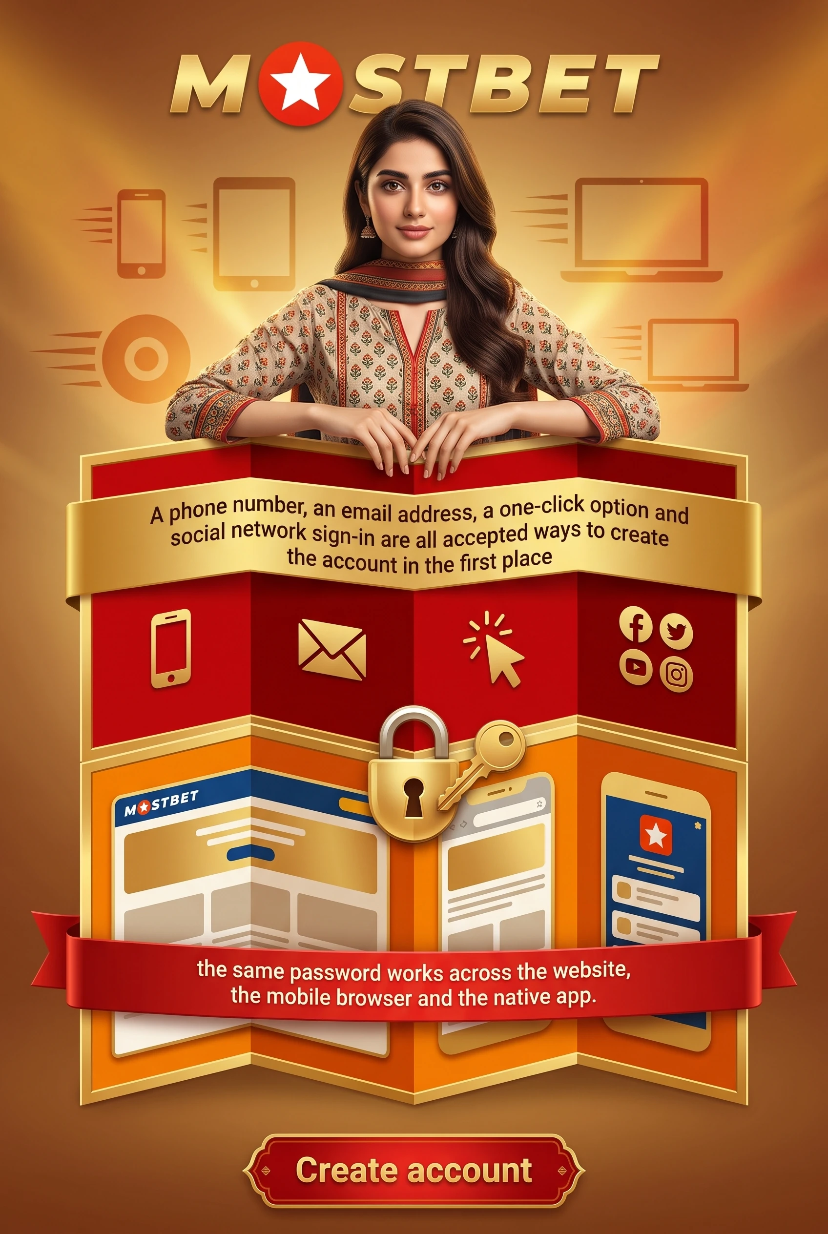 Mostbet login screen on mobile and desktop