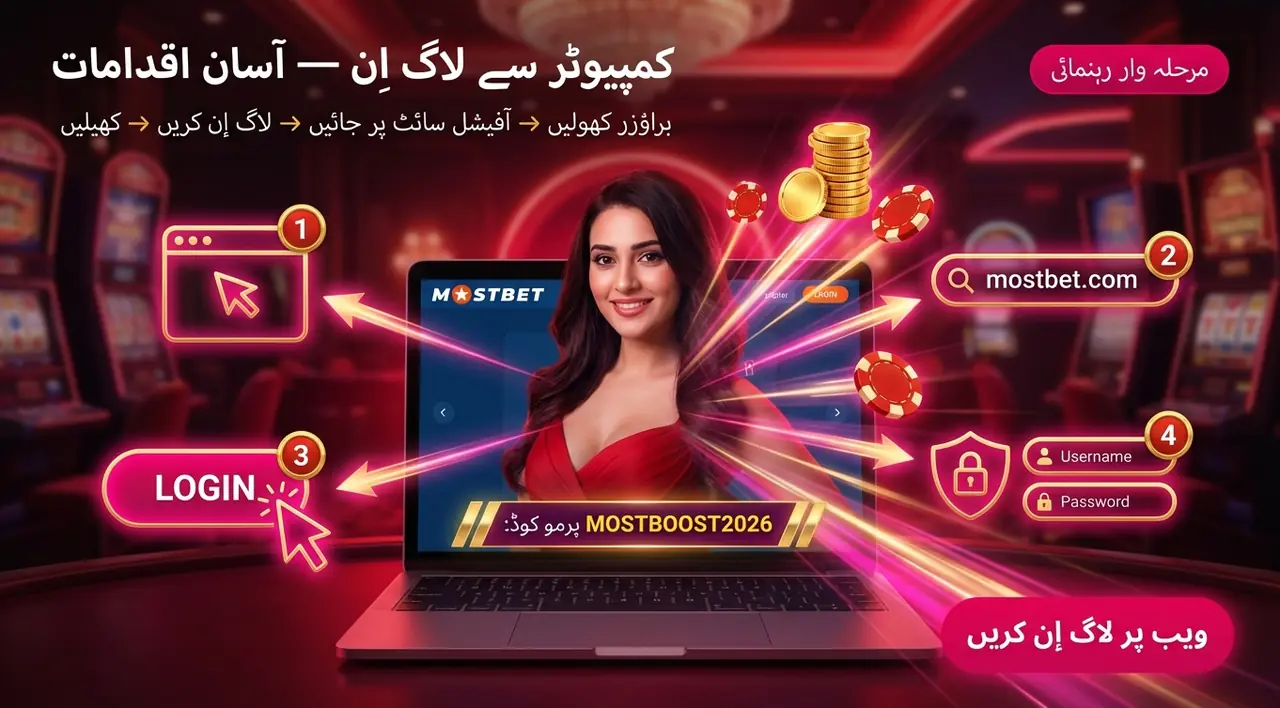 کمپیوٹر سے Mostbet لاگ ان کے اقدامات